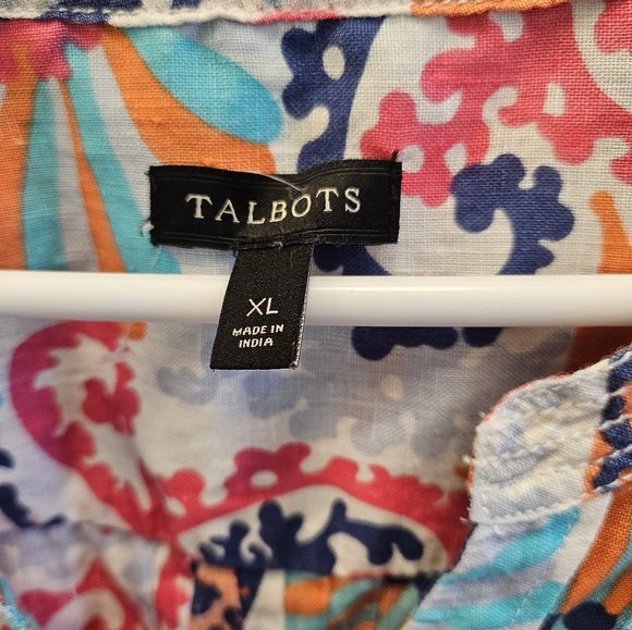 Talbots Floral Paisley Linen Button Top Womens Multicolor - Picture 4 of 6